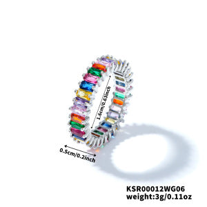 Diamond Ring Jewelry Colorful Zircon Geometric Ring Rainbow Ring