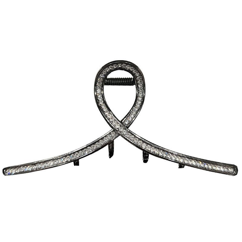 Simple Hair Clip Black Ribbon Rhinestone Hairpin Cn439