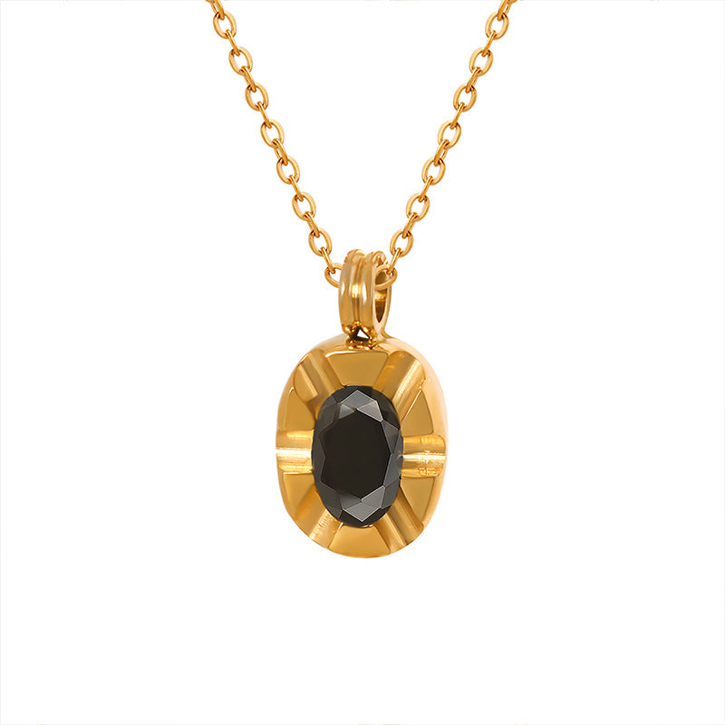 Black Zircon Pendant Geometric Clavicle Chain Cn0298