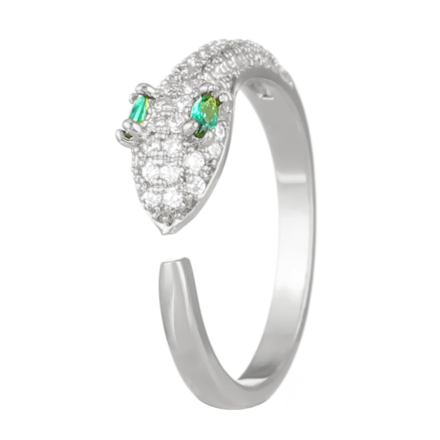 Zirconium-Inlaid Snake Ring Index Finger Tail Ring Open Ring Cn446