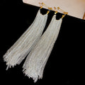 Pendientes de cadena larga con flecos Cn370