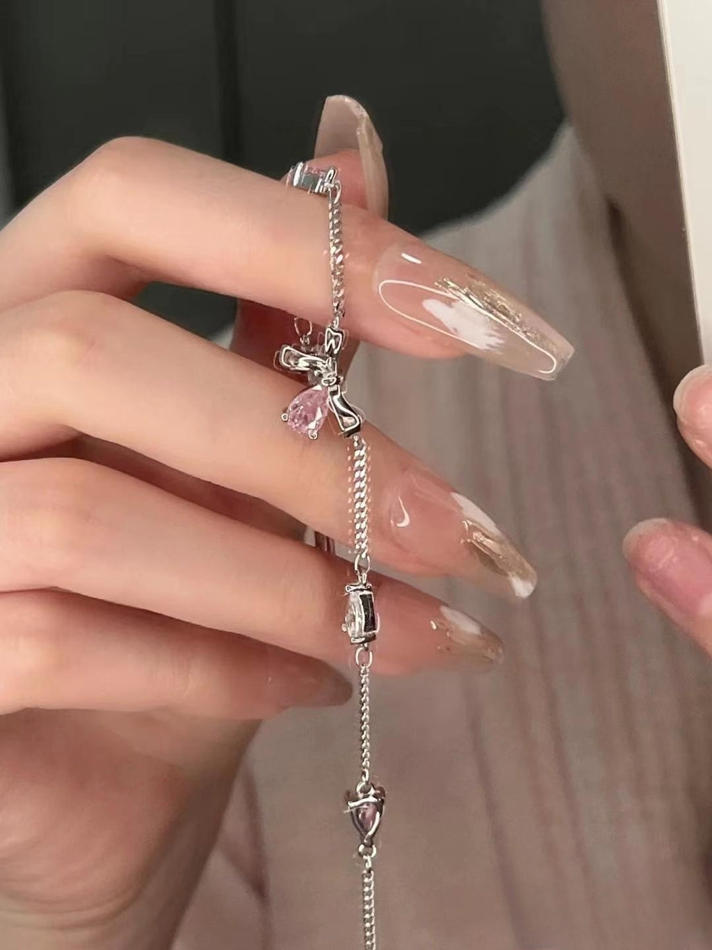 Pink Diamond Bow Zircon Bracelet Cn379