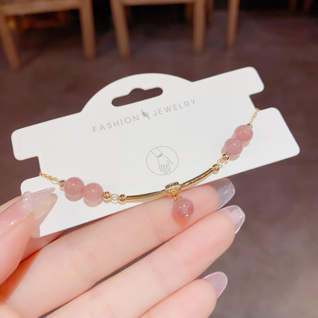 Fantasy Strawberry Quartz Bracelet Adjustable Cn0097