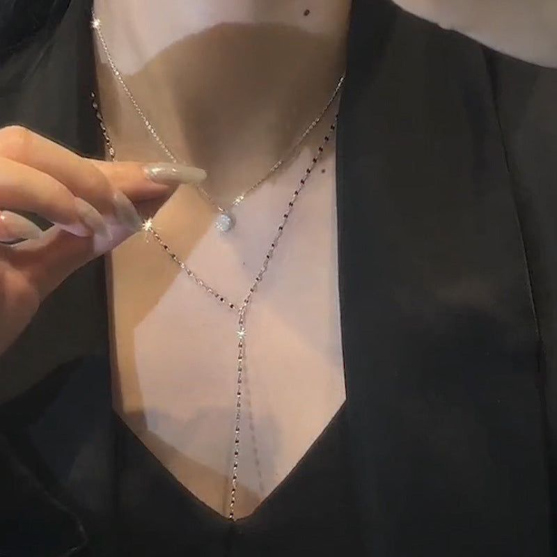 Long Y-Shaped Tassel Necklace Double-Layer Clavicle Chain Cn350