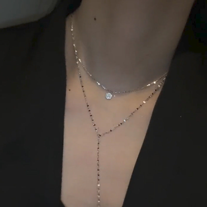 Long Y-Shaped Tassel Necklace Double-Layer Clavicle Chain Cn350