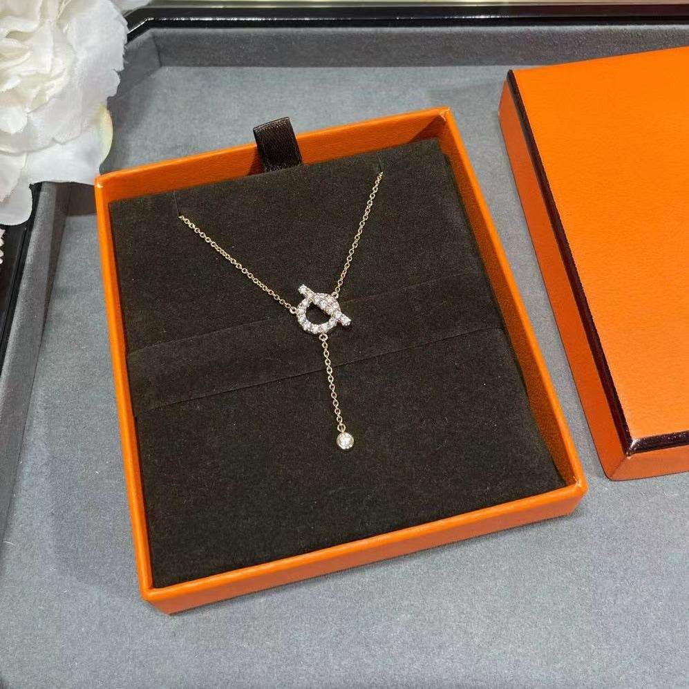 Women's Letter Full Diamond Circle Clavicle Chain Cn442