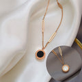 Classic Roman Black and White Double-Sided Design Clavicle Chain Cn0281