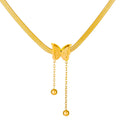 Frosted Butterfly Pendant Titanium Steel Tassel Necklace Cn0286