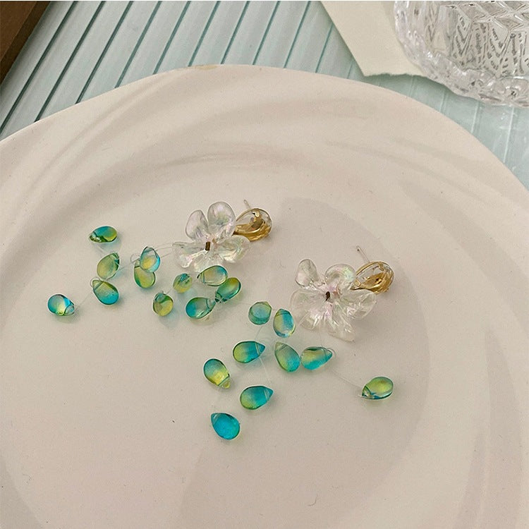 Flower Tassel Earrings Long Cn522