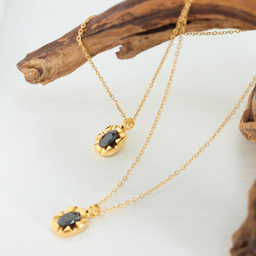 Black Zircon Pendant Geometric Clavicle Chain Cn0298
