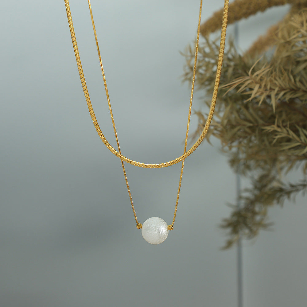 Cotton Bead Pendant Double Layer Blade Chain Jewelry Clip Bead Necklace Can Be Worn Separately Cn559