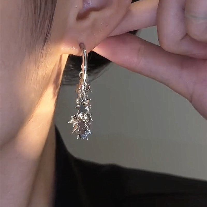 Five-Pointed Star Film Long Fringe Earrings Cn359