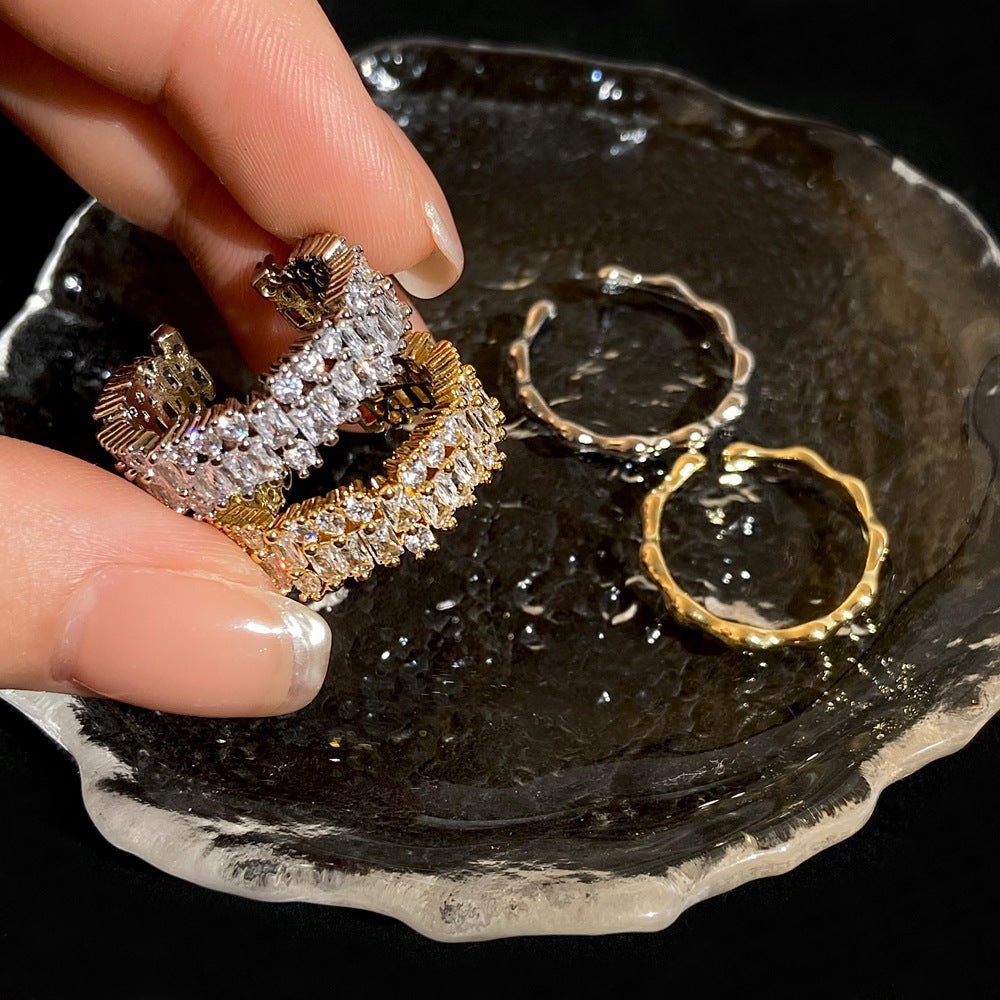 Gold Super Flash Zircon Open Ring Cn465