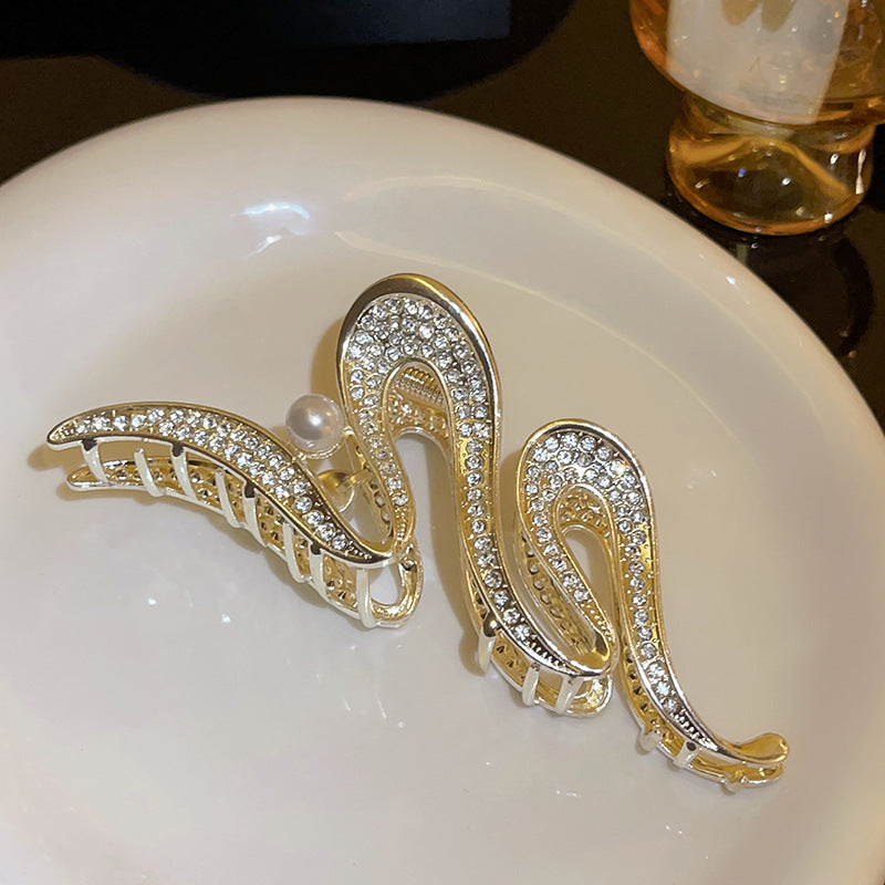 Rhinestone Pearl Lines Serpentine Grip Cn0238