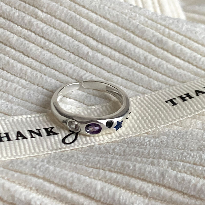 Rainbow Color Zircon Ring Opening Adjustable Ring Cn0304