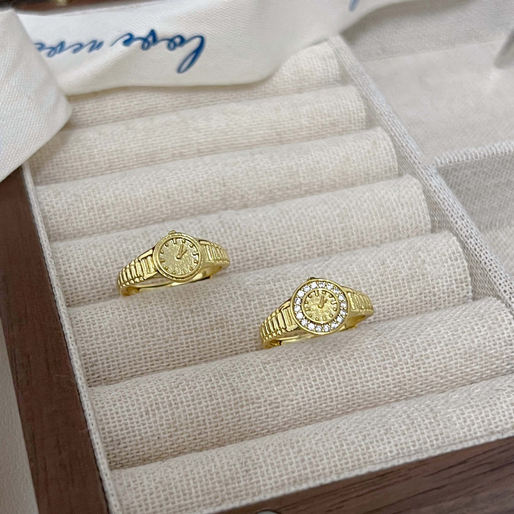 Gold Watch 520 Clock Ring Cn397
