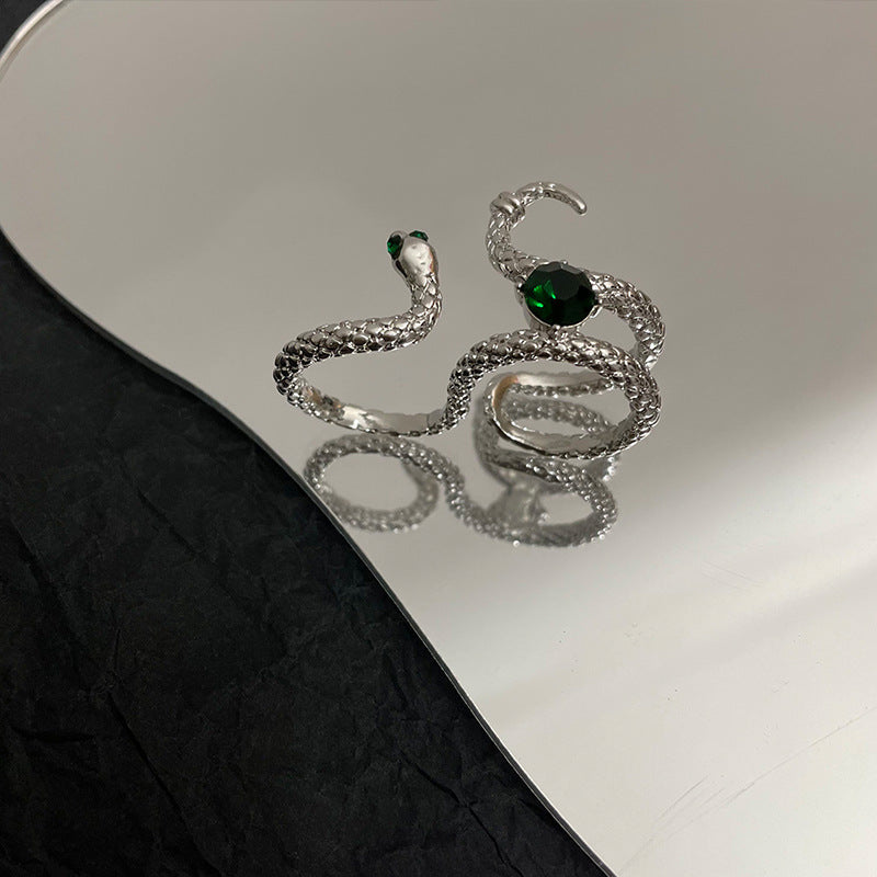 Green Rhinestone Snake Ring Cn0222