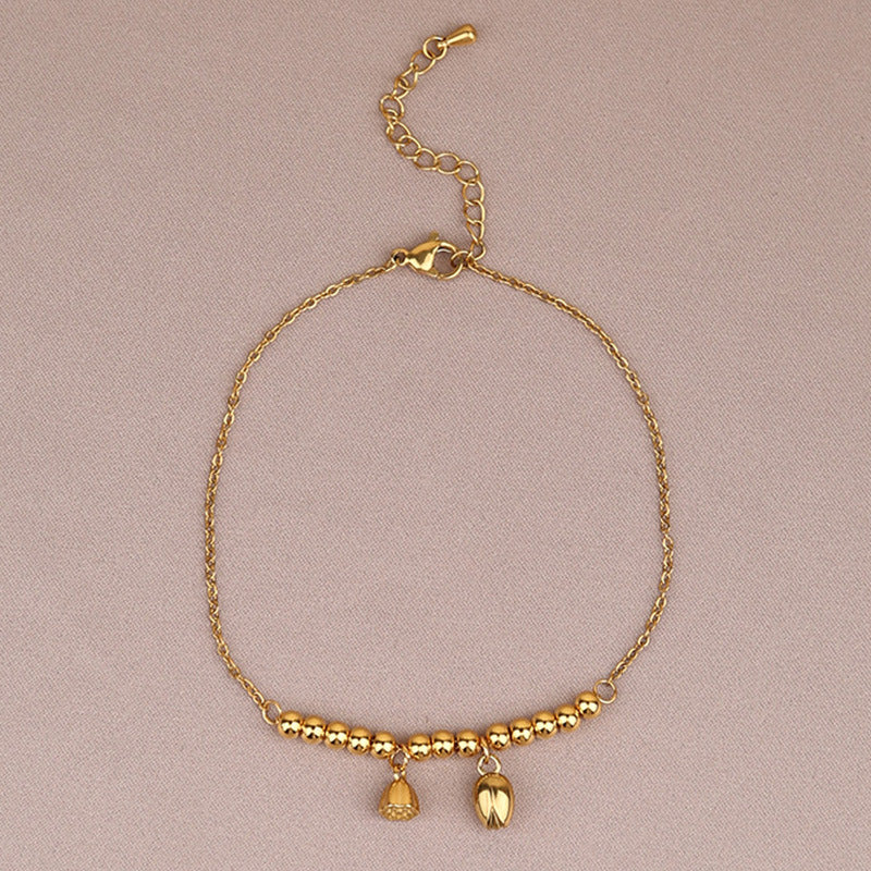 Lotus Flower Lotus Seedpod Titanium Steel Anklet Cn0278