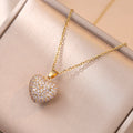 Loving Heart Zircon Titanium Steel Necklace Cn431