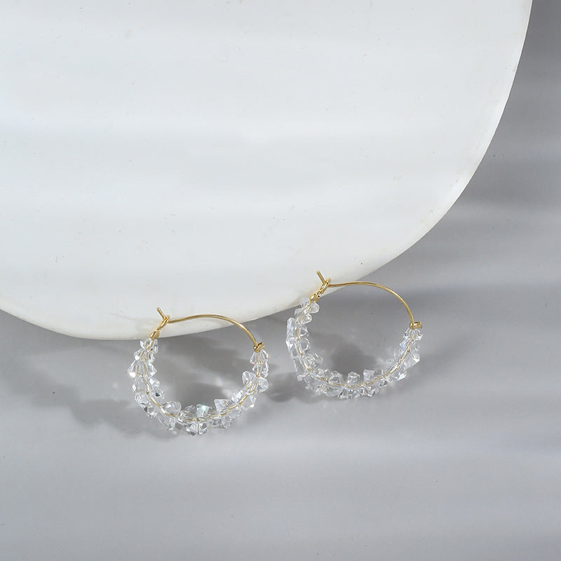 Geometric Three-Color Crystal Stud Earrings Cn0116