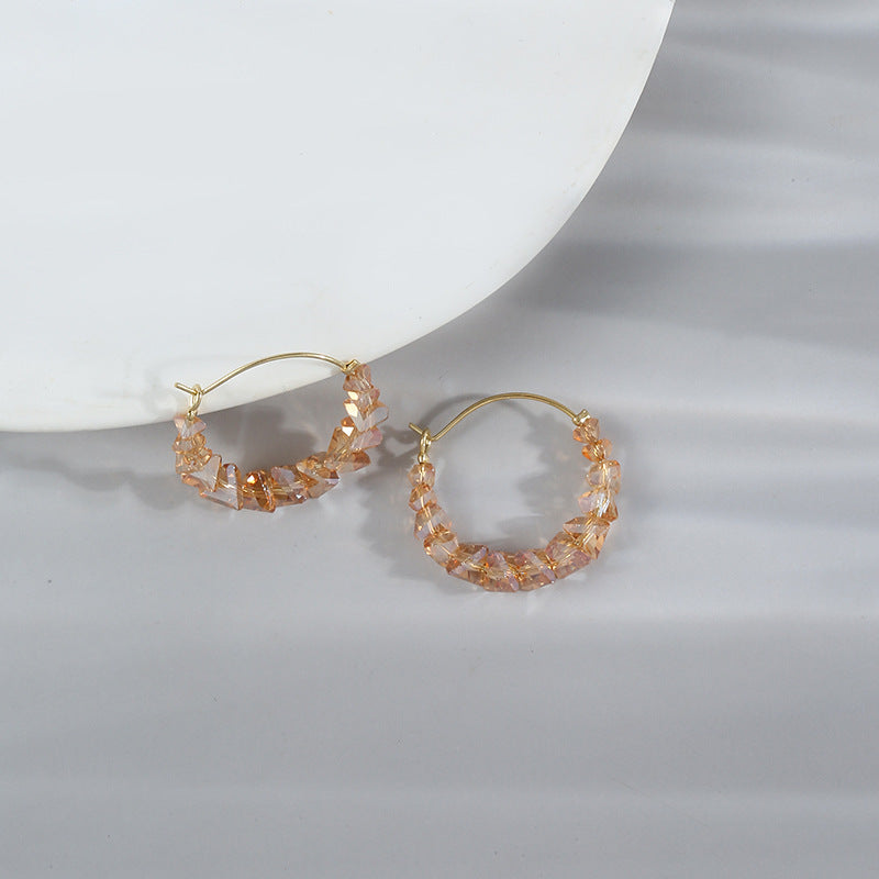 Geometric Three-Color Crystal Stud Earrings Cn0116