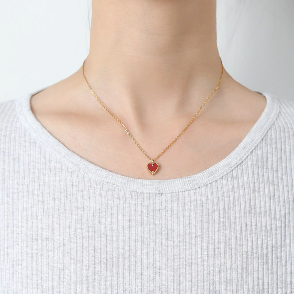 All Match Little Red Heart Necklace Cn0254
