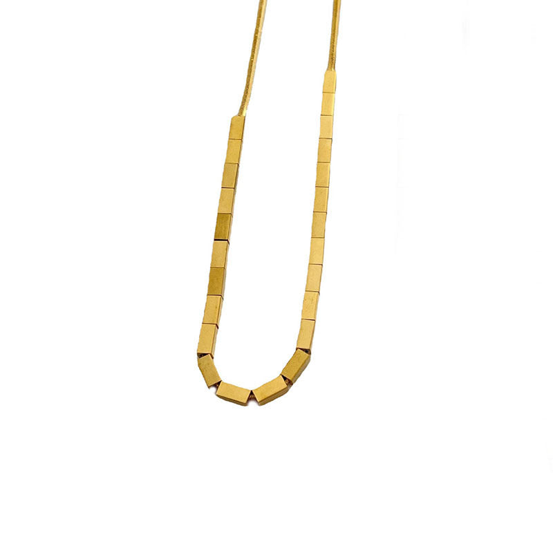 Korean Style Simple Square Titanium Steel Necklace Cn0276