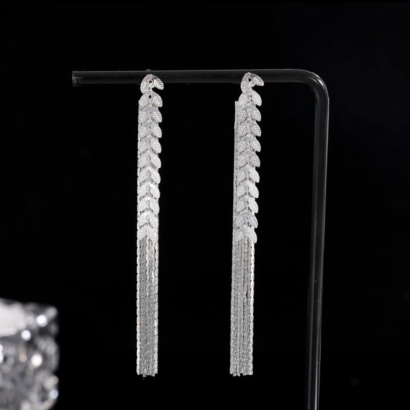Wheat Tassel Long Earrings Dual-Wear Cn0311