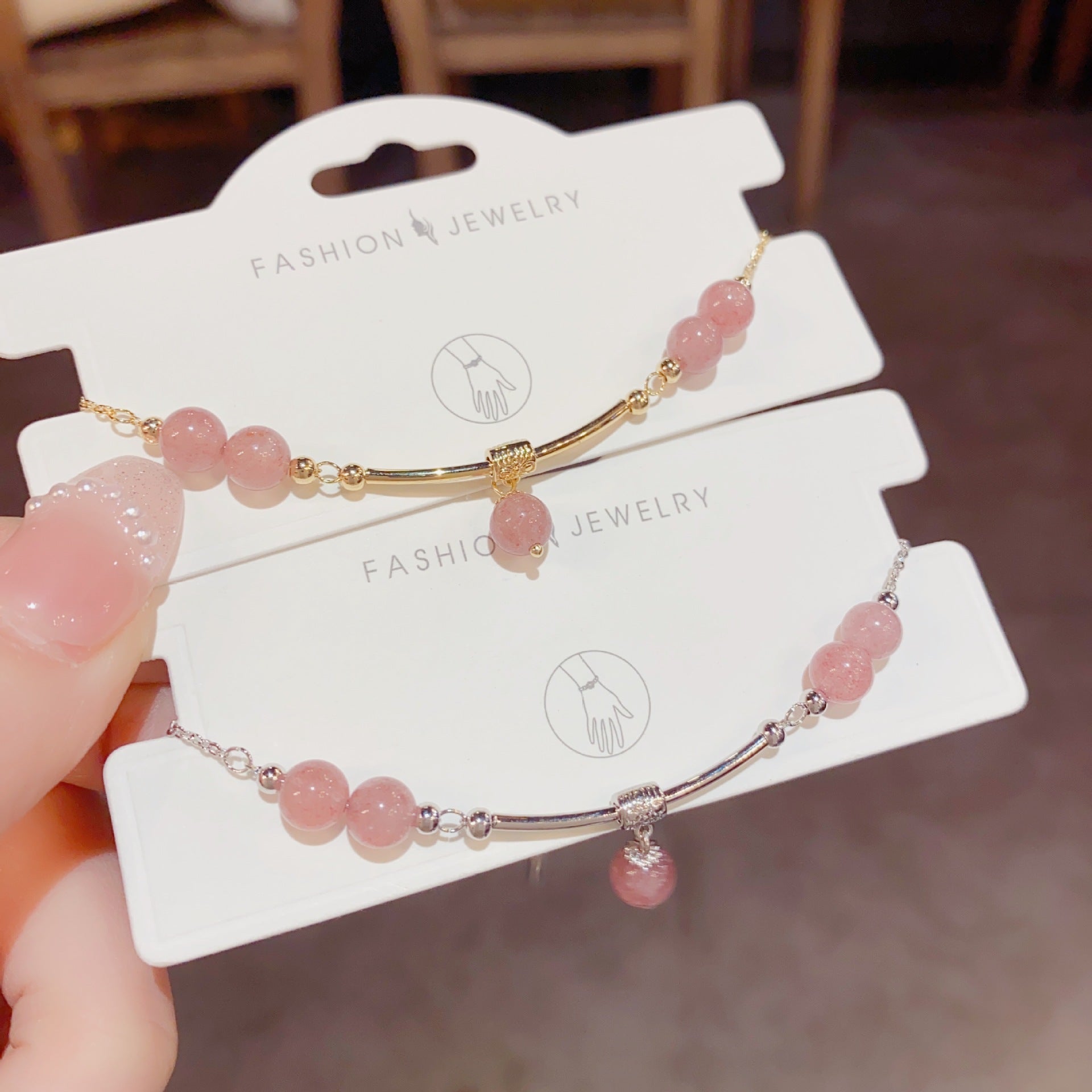 Fantasy Strawberry Quartz Bracelet Adjustable Cn0097