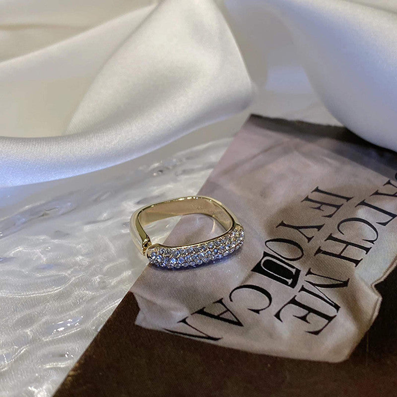 Diamond Square Open Ring Cn469