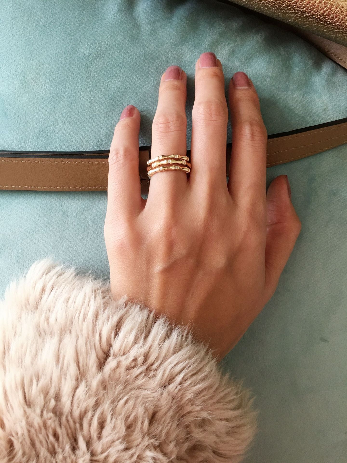 Tough Bamboo Ring Female 18K Gold Cn509