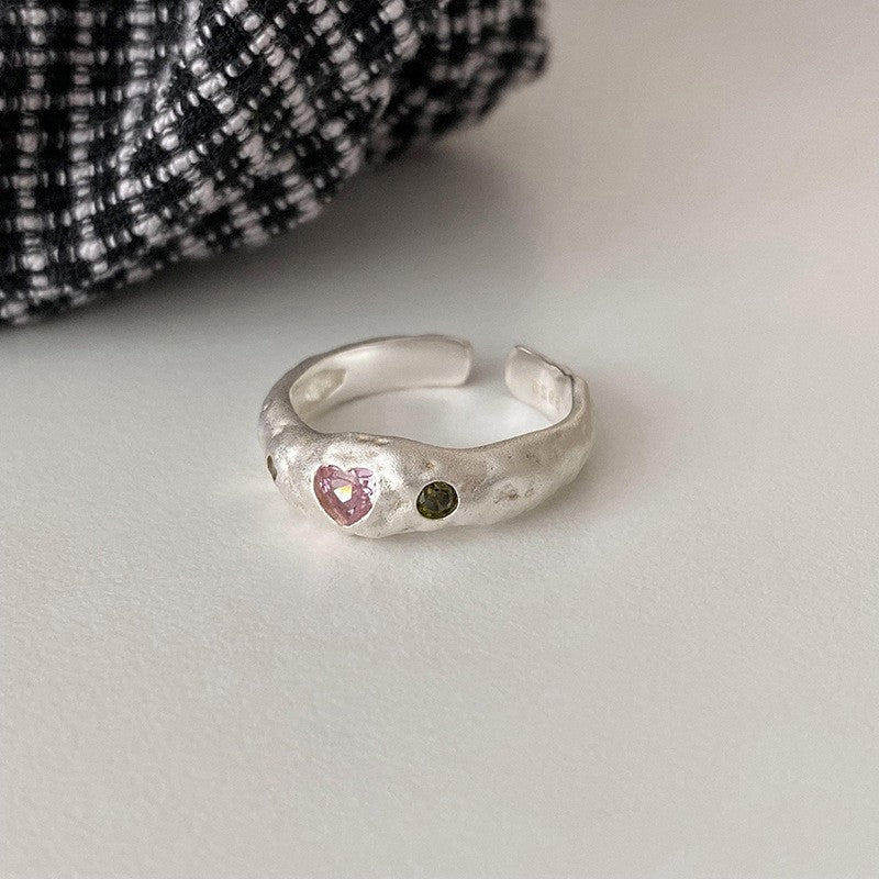 Rainbow Color Zircon Ring Opening Adjustable Ring Cn0304