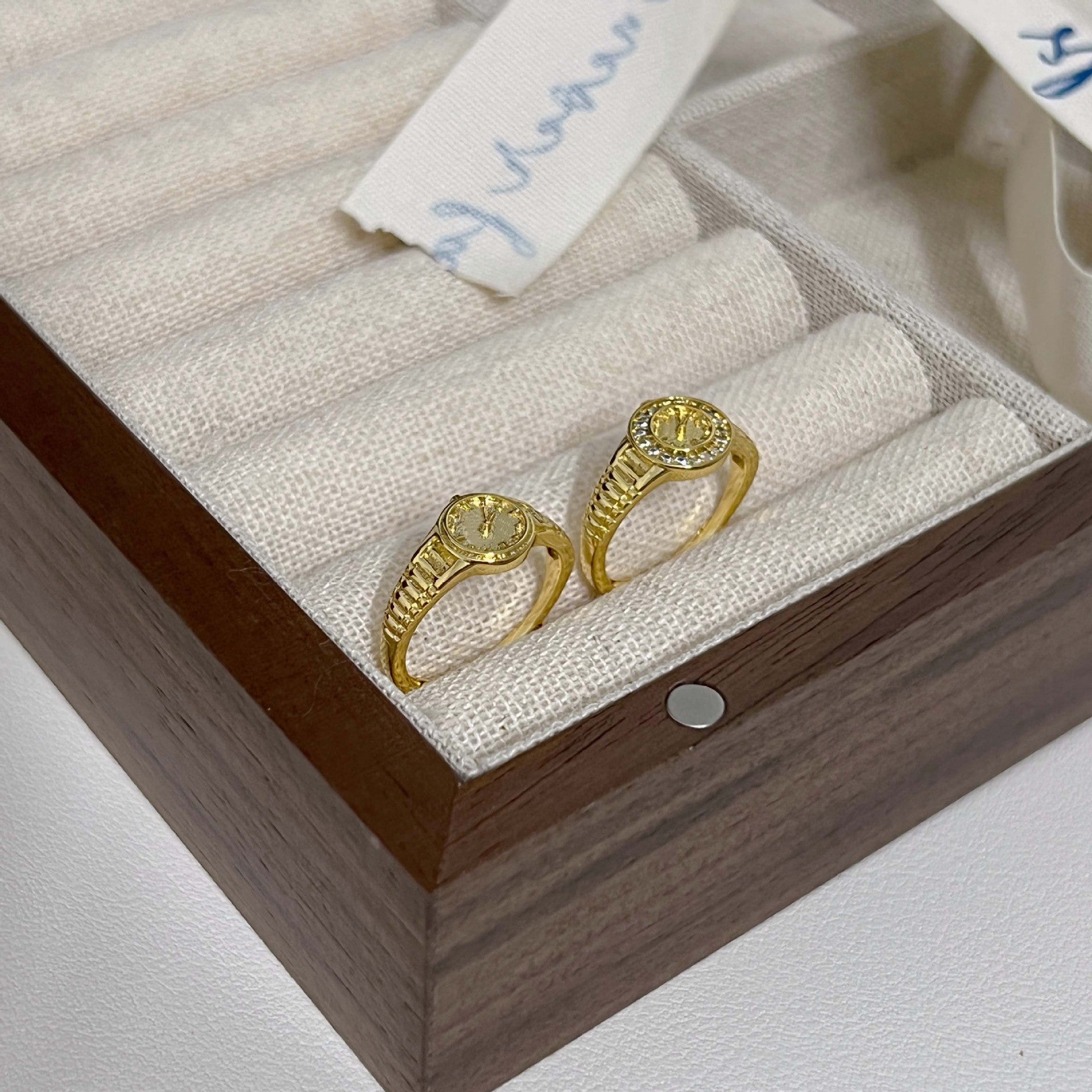 Gold Watch 520 Clock Ring Cn397