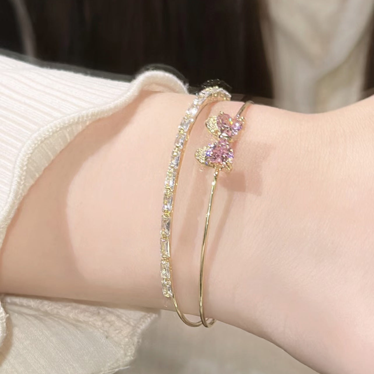 Bracciale farfalla rosa Cn377