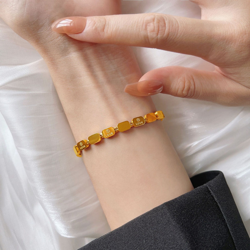 Fashion Titanium Steel No Fading Love Square Snake Bone Bracelet Cn560