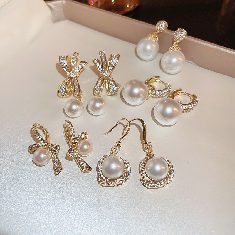 Zircon Bow Water Drop Earrings Cn0220