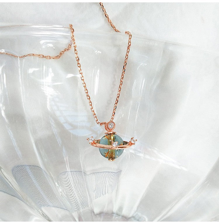 Inlaid Saturn Planet Necklace Cn386