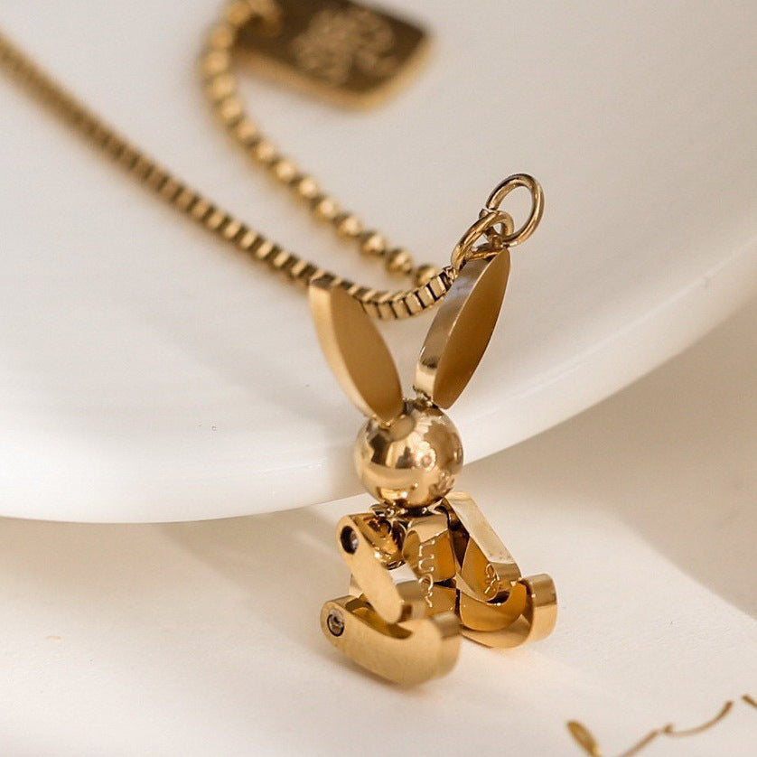 Non-Fading Gold Bunny Necklace Cn0253