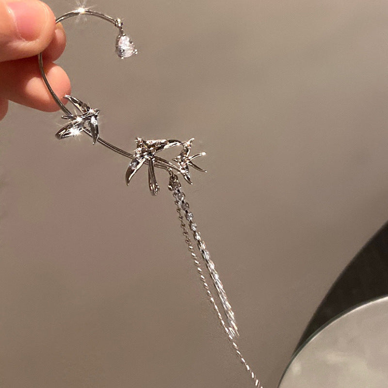 Zircon Tassel Ear Hanging Women's Long Non-Pierced Earrings Cn415