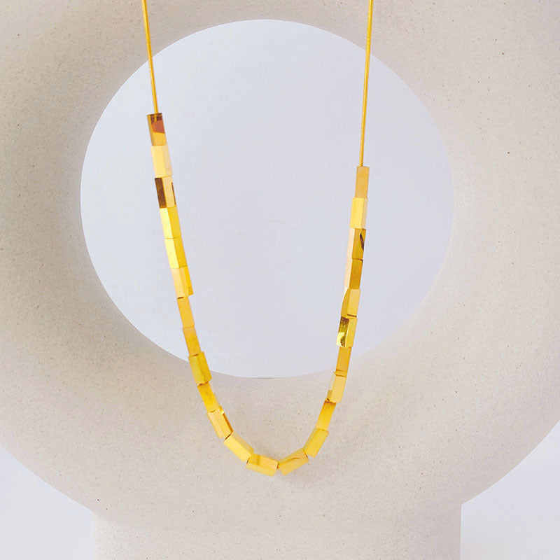 Korean Style Simple Square Titanium Steel Necklace Cn0276