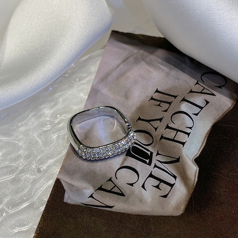 Diamond Square Open Ring Cn469