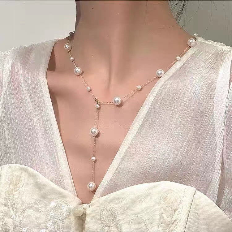 Starry Pearl Necklace Clavicle Chain Cn447
