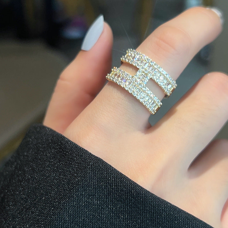 Fashion Vintage Zircon Gold Ring Cn416