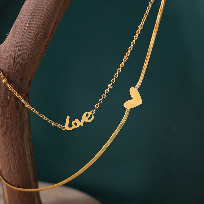 Letter Love Pendant Double-Circle Anklet Cn0297
