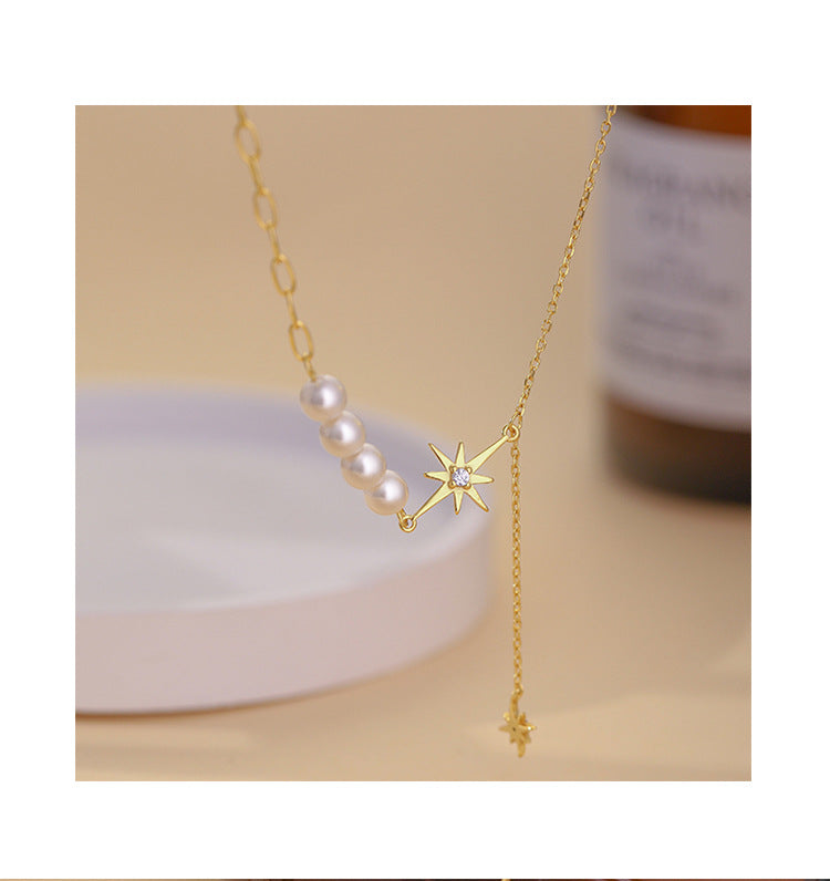 Pearl Necklace Niche Clavicle Chain Neck Chain Eight Awn Star Cn461