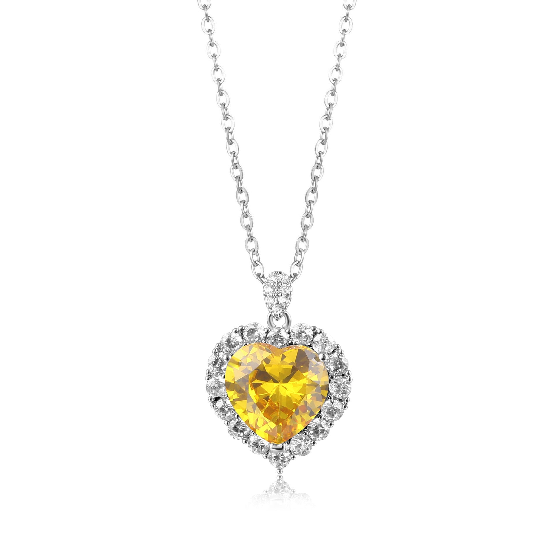 Heart of the Ocean Zircon Necklace, Ladies Clavicle Chain Single Zirconium Love Heart Pendant