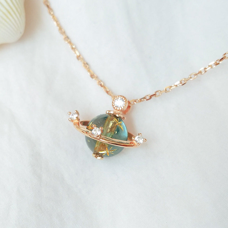 Inlaid Saturn Planet Necklace Cn386