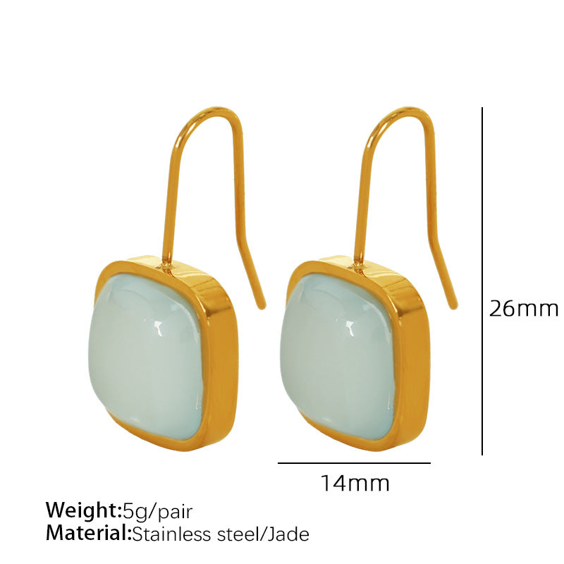 Light Green Jade Earrings Necklace Cn554