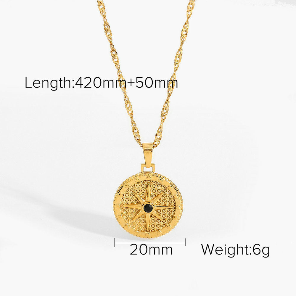 Retro Hemp Flowers Chain Titanium Steel Heart-Shaped Necklace Cn403