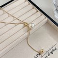 Simple Pull-out Pearl Long Necklace Cn564